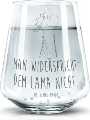 Produktbild von Mr. & Mrs. Panda Glas Lamakopf König - Transparent - Geschenk, Lama, Tumbler, Freundin, Wasserglas, Trinkglas, Abitur, Lamas, Vorgesetzter, Chef, Trinkgefäß