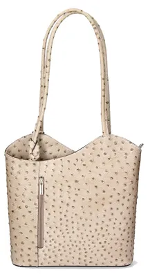 Immagine prodotto di Zaino da donna in pelle di struzzo, con manici convertibili, prodotto in Italia. Regalo