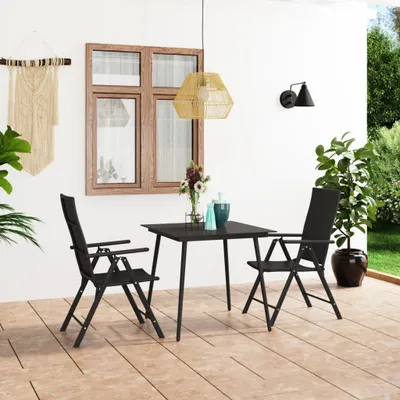 Produktbild von The Living Store 3-tlg. Garten-Essgruppe Schwarz