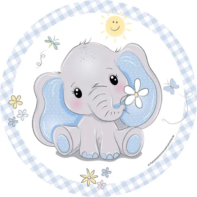 Produktbild von Pappteller Baby Elefant blau, 23 cm
