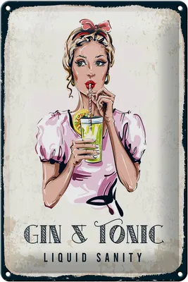 Produktbild von Blechschild Alkohol Gin & Tonic Liquid Sanity 20x30cm