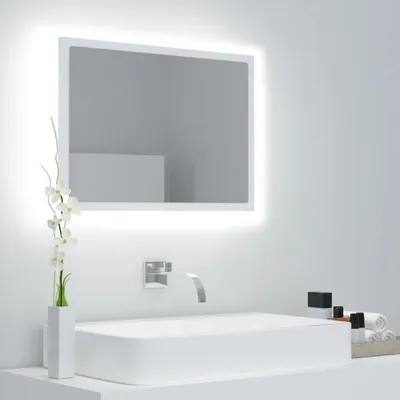 Obrázok produktu pre Kúpeľňové zrkadlo s LED, biele 60x8,5x37 cm, akryl
