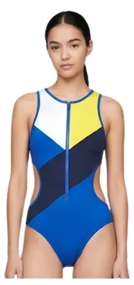 Productafbeelding van Eén-delig damesbadpak van Tommy Hilfiger met uitgesneden details, maat XS
