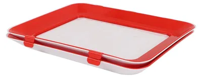 2 rote Fleischdosen aus Kunststoff, 29,5 x 23 cm, für Kühlschrank