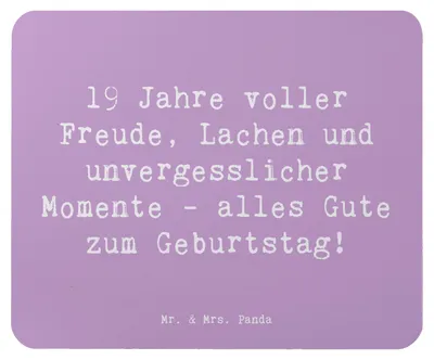 Produktbild von Mr. & Mrs. Panda Mousepad Spruch 19. Geburtstag Freude - Lavendeltraum - Geschenk, Geburtstagsgeschenk, Alter, Erwachsensein, Happy Birthday, Meilenstein, mauspad laptop