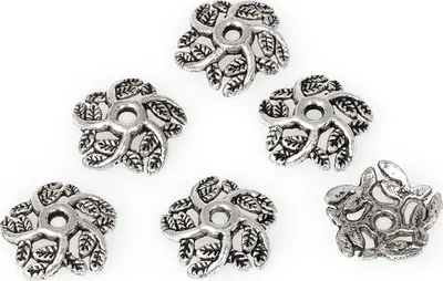 Produktbild von UIT Zierperlkappen Blume 2 Set 6 Stück 1 cm Durchmesser Perlenkappen Schmuckzubehör