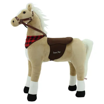 Produktbild von Sweety Toys 7714 Plüsch Stehpferd "Sicherheit " LADY VANILLA XXL GIGANT Höhe 110 cm Riesenpferd robustes, stabiles Reitpferd Stahlunterbau KEINE STYROPORFORM- sehr robust , kein Wackeln,