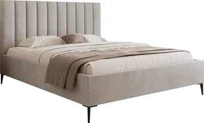 Produktbild von DomoHome Elegantná čalúnená posteľ Mona SLIM III v kvalitnej látke VELUTTO - Luxusný dizajn so zvýšeným čelom a robustnou konštrukciou | 160x200 cm | Svetlo sivá