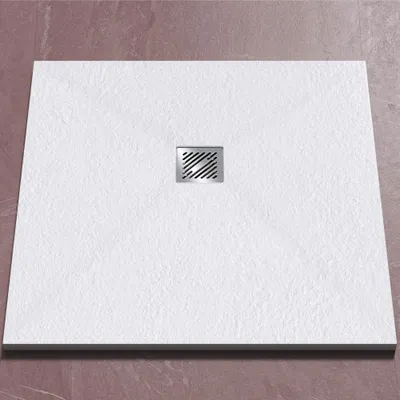 Produktbild von doporro Duschwanne Duschtasse 100x100x3cm aus Mineralguss in Weiß Quadratisch DIN-Anschlüsse für bodenebene Montage geeignet Geoma 09