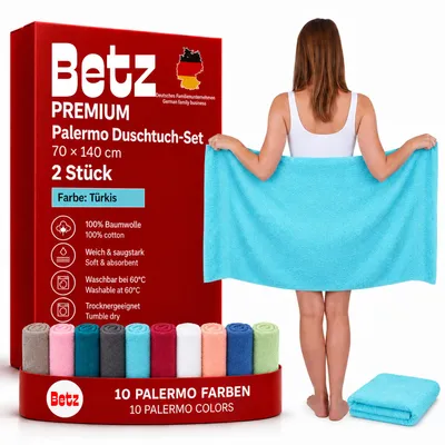 Produktbild von Betz 2 Stück Duschtücher 70x140 cm PALERMO 100% Baumwolle  Farbe: türkis