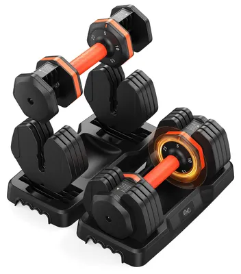 Produktbild von Kurzhantel Set 2 x 11,3 kg - Verstellbare Hanteln - Elektroplattierte Gewichte - Schnellwechsel-System - Rutschfester Griff - Für Heimtraining