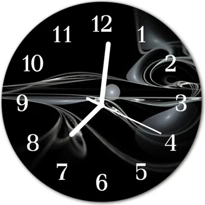 Produktbild von Glasuhr Wanduhr Küchenuhr Echt-Glas 30fi cm Abstraktes schwarz