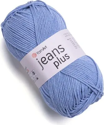 A ball of blue yarn with a label.