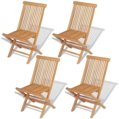 Obrázok produktu pre Sada záhradných stoličiek, 4 kusy - skladacie stoličky - masívne tekové drevo - vhodné na vonkajšie použitie - 47x60x89 cm - žltá farba