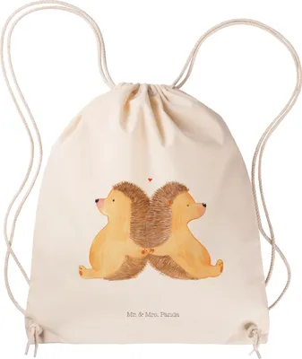 Produktbild von Mr. & Mrs. Panda Jutebeutel Igel händchenhaltend - Transparent - Geschenk, Alltagstasche, Hochzeit, Verknallt, Lieblingsmensch, gym tasche, wander rucksack, Freundin