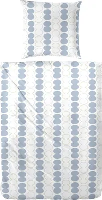 Produktbild von Primera Perkal Bettwäsche 135x200 cm Streifen Punkte rauchblau 133039-35