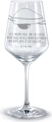 Produktbild von Mr. & Mrs. Panda Kelch Avocado Yoga - Transparent - Geschenk, Weinglas, Humor, graviertes, Hilfe, wein glas, für rotwein, Haha, Burgunderglas, Bauch, Unsportlich