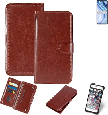 Produktbild von K-S-Trade 360° Hülle kompatibel mit Xiaomi Redmi Note 9 Pro Max braun Kunstleder Case BookCase WalletCase Kunstlederederhülle Handyhülle,