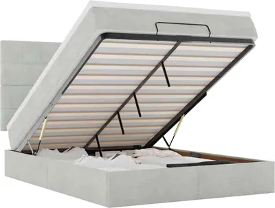 Produktbild von vidaXL Ottoman-Bett mit Matratzen & LEDs Hellgrau 140x200 cm Samt