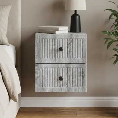 Immagine prodotto di vidaXL Comodino da parete, colore Sonoma grigio, 33 x 34,5 x 40 cm