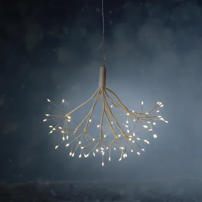 Produktbild von LED Feuerwerk Leuchte - weißer Polarstern/Pusteblume - hängend - D: 25cm - 100LED - 8Funkt. - Fernb.