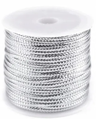 Produktbild von Stoklasa Dekorativer Flachkordel Silber Metallisch Glänzend 1mm