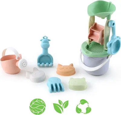 Produktbild von OEM - WOOPIE GREEN Sand Set im Eimer mit Rolle 9 Stk. BIOLOGISCH ABBAUBARES MATERIAL