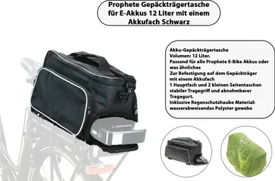 Produktbild von Prophete Gepäckträger Transport Tasche 12 Liter E Bike Ersatz Akku Batterie Fach