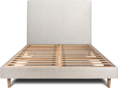 Productafbeelding van Bed met gestoffeerd hoofdeinde – Bouclé-stof - 150 x 190 cm