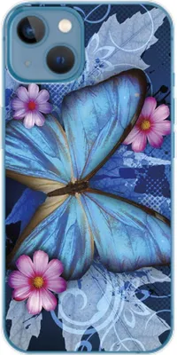 Produktbild von König Design Hülle kompatibel mit Apple iPhone 14 Kunststoff Soft Handyhülle - Handy Case Schmetterling Blau