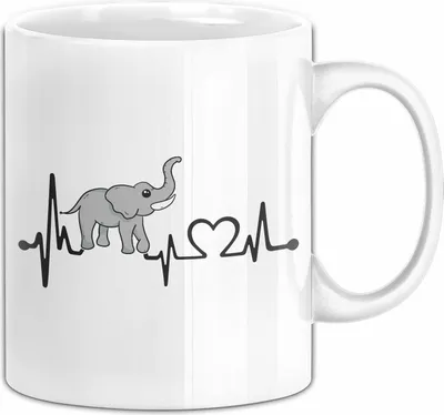 Produktbild von Elefant Tasse Geschenk Für Elefanten-Liebhaber Geschenkidee Herzschlag (Weiß)