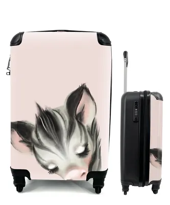 Produktbild von MuchoWow® Koffer Handgepäck Trolley Rollkoffer Kleine Reisekoffer mit 4 Rollen - Zebra - Rosa - Pastell - Cabin Size < 55x40x23 cm & 55x40x20 cm - Fotokoffer - Kabinenkoffer - Boardgepäck - Reise-Box - Reisekoffer - Reisegepäck - Koffer mit Bild - Trolley für Kinder