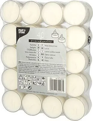 Produktbild von Papstar Teelichter weiß Ø 38 mm · 19 mm in Polycarbonathülle, 640 Stück