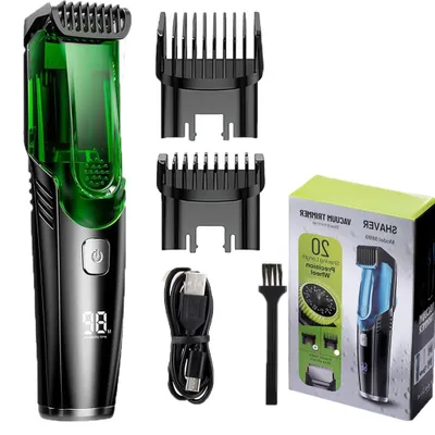 Obrázok produktu pre Elektrické zastrihávače vlasov – Profesionálny zastrihávač – Bezdrôtový – USB typu C – Vodeodolný (IPX6) – Integrovaná funkcia vysávania – 2 rýchlosti – Zelený