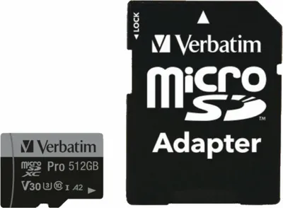 Image de Verbatim Karta Microsd 512Gb + Adapterpro U3 Czarny/Noir 47046