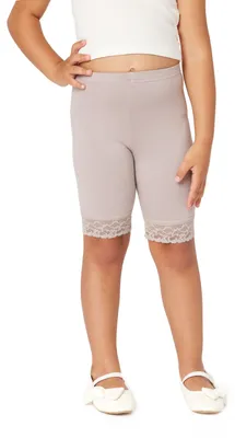 Image de Leggings courts pour fille Merry Style avec dentelle - Leggings en viscose pour fille MS10-434 (Caffe Latte, 158)