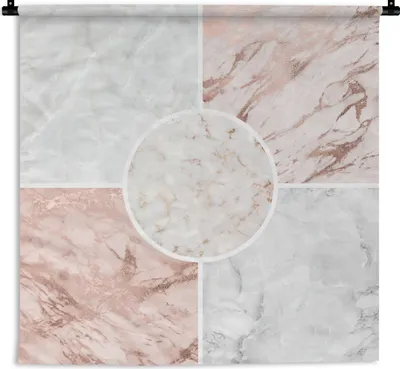Produktbild von MuchoWow® Wandteppich Wandbehang Marmor - Rosa - Weiß 150x150 cm Tapisserie Dekoration Wandtuch - Wohnaccessoires - Modernes