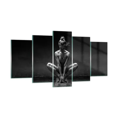 Produktbild von Bilder auf glas - 5 Teile - Tänzerin Frau Ballerina - 160x85cm - Glasbilder - Wandbilder - Bilder - zum Aufhängen bereit - Wanddekoration aus Glas - Glas Bilder - Wandbild auf Glas - GEA160x85-4925