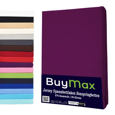 Produktbild von Buymax® Spannbettlaken Wasserbettlaken Jersey Wasserbett Boxspringbett 140x200-160x220 cm 160g/m² Farbe: Aubergine