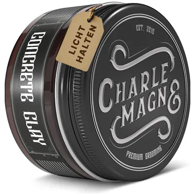 Produktbild von Charlemagne Concrete Clay Pomade für Herren, mattes Hair Clay und Haarwachs mit leichtem Halt, wasserfreie Formel, Lederduft, 100 ml