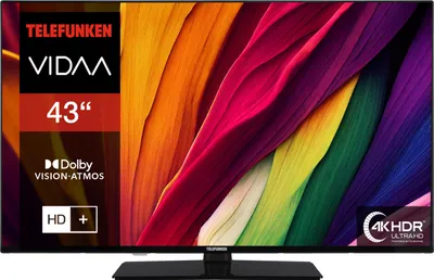 Telefunken Fernseher 43 Zoll Smart TV VIDAA (4K UHD, HDR Dolby Vision, HD+ 6 Monate, Triple-Tuner)