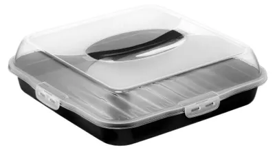 Zdjęcie produktu dla Prostokątne pudełko na torty i ciasta z uchwytem – 36 x 36 x 10 cm, czarne