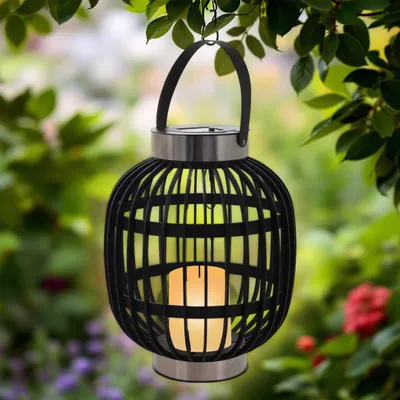 Produktbild von Solar Laterne zum hängen mit LED Kerze - 23x23x30cm
