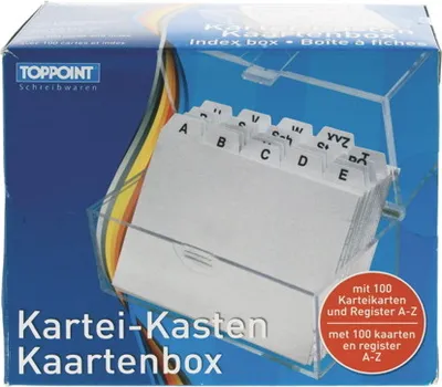 Produktbild von Karteikasten DIN A7 & 100 Karteikarten + Register
