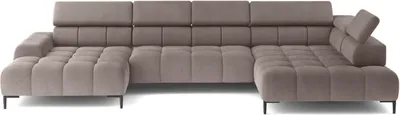 Produktbild von DOMO-HOME Ecksofa PLAZA XL mit elektrischer Relax-Funktion 385x216cm | Modernes Design| Hochwertige Verarbeitung| Verstellbare Kopfstützen| Farbe hellbraun Solar| Rechts