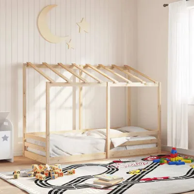 Produktbild von "2026 Aktion" Kinderbett mit Dach 90x190 cm - Einfache Montage -  Massivholz Kiefer - DEMöbel3934169