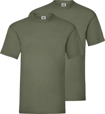 Produktbild von Doppelpack Fruit of the Loom Valueweight T-Shirt + GRATIS MyShirt Stoffbeutel Farbe: oliv Größe: M
