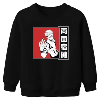Produktbild von Ryomen Sukuna Jujutsu Kaisen Dämon Manga Anime Kinder Sweatshirt Pullover, Schwarz, 104