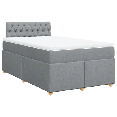 Image de vidaXL Lit boxspring avec matelas gris clair 120x200 cm Tissu