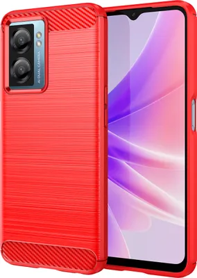 Produktbild von OPPO A57 4G Hülle, Carbon-Faser TPU Silikon Stoßfest Schutzhülle für OPPO A57 4G Rot